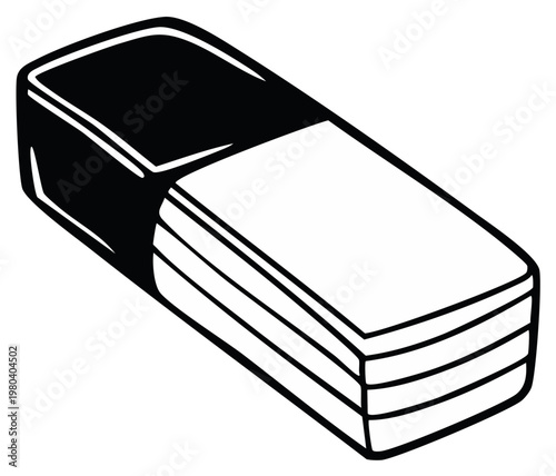Illustration of a classic rubber eraser tool for eliminating pencil marks from paper surfaces