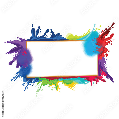Watercolor blot and frame white background