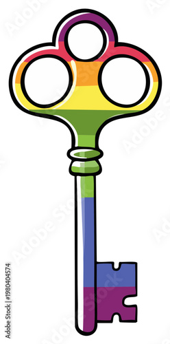 Rainbow Vintage Key: LGBT Pride Celebration, Inclusion, Equality and Diversity