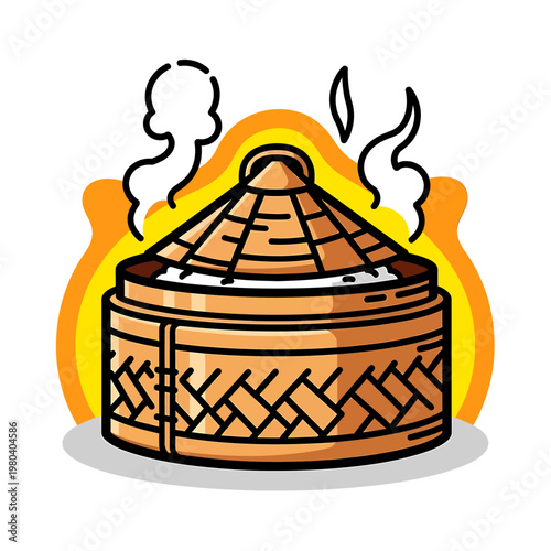 Traditional yurt on fire with smoke rising outdoors