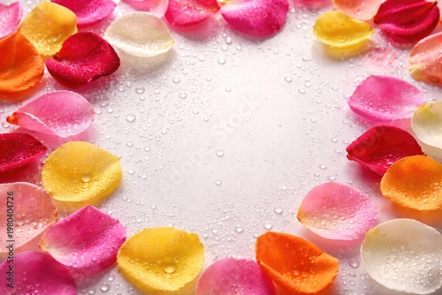Colorful rose petals scatte...