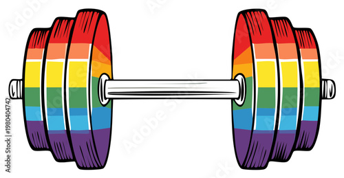 Rainbow Dumbbell Representing Strength and LGBTQ Pride