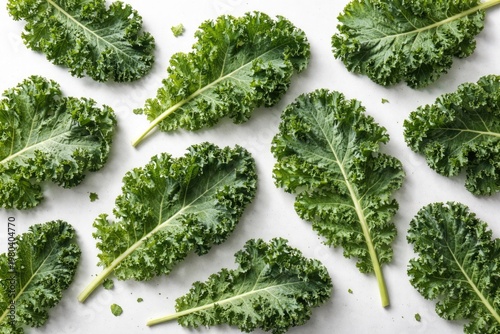 Top view of fresh kale leav...