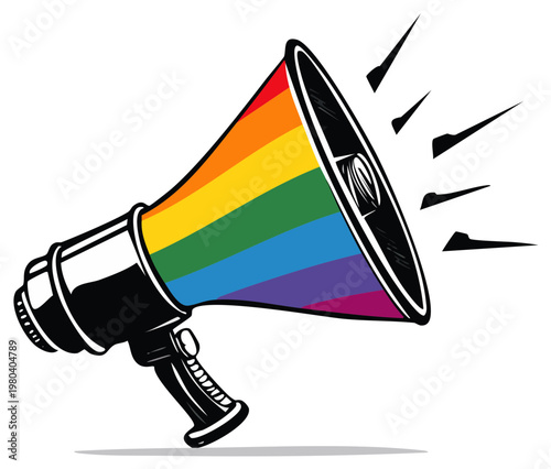Rainbow megaphone announces equality and celebration for pride month