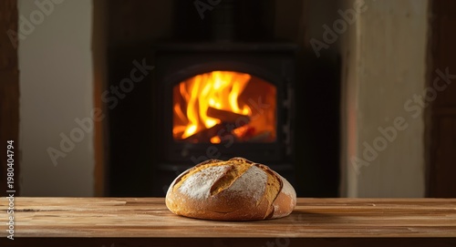 Warm homemade bread freshly...