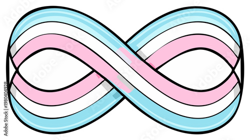Transgender Pride Infinity Symbol with Blue Pink and White Colors Representing Gender Equality