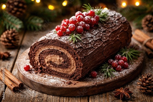 Festive chocolate yule log ...