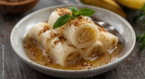 Rolled banana Es Pisang Ijo...