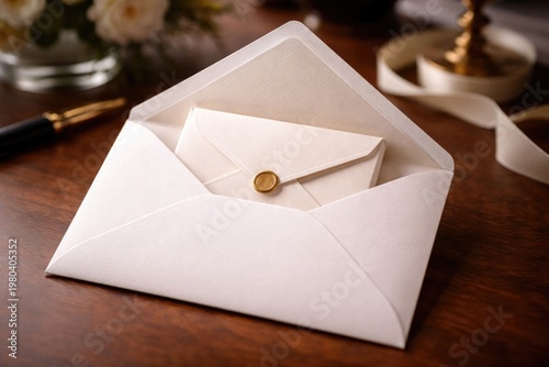Elegant white envelope deli...