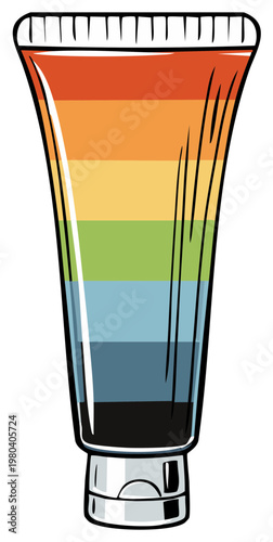 Striped tube colorful cream graphic design cosmetic tool applicator