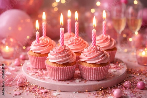 Festive pink cupcakes with ...