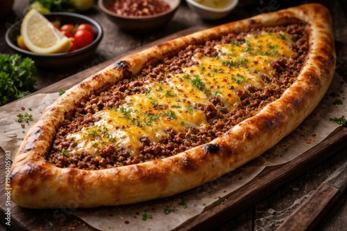 Turkish Pide with seasoned ...