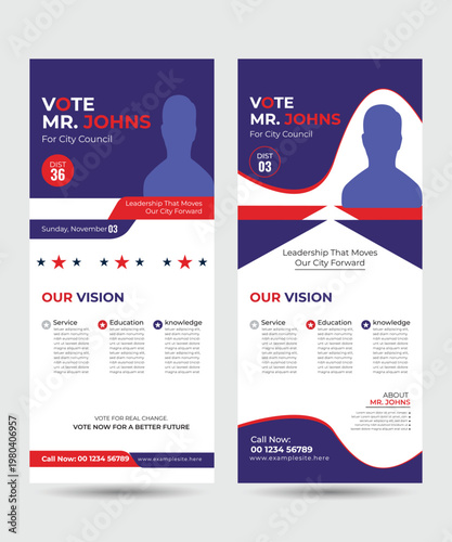 Modern Political Campaign Flyer Poster for City Council Election Candidate Johns.