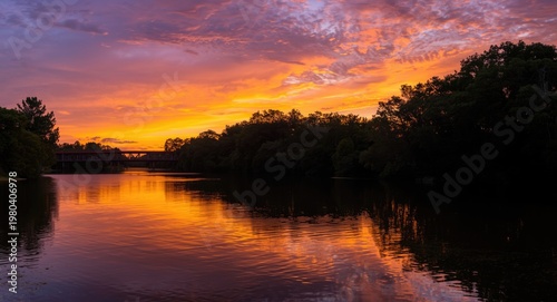 Serene river sunset with vi...