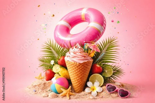 Creative summer flyer with ...
