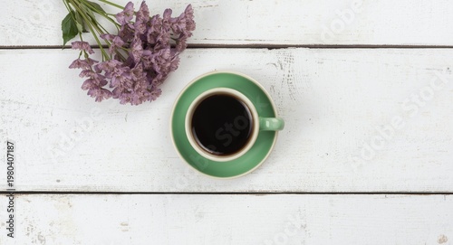 Overhead view of black coff...