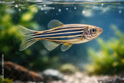 Close up of zebrafish swimm...