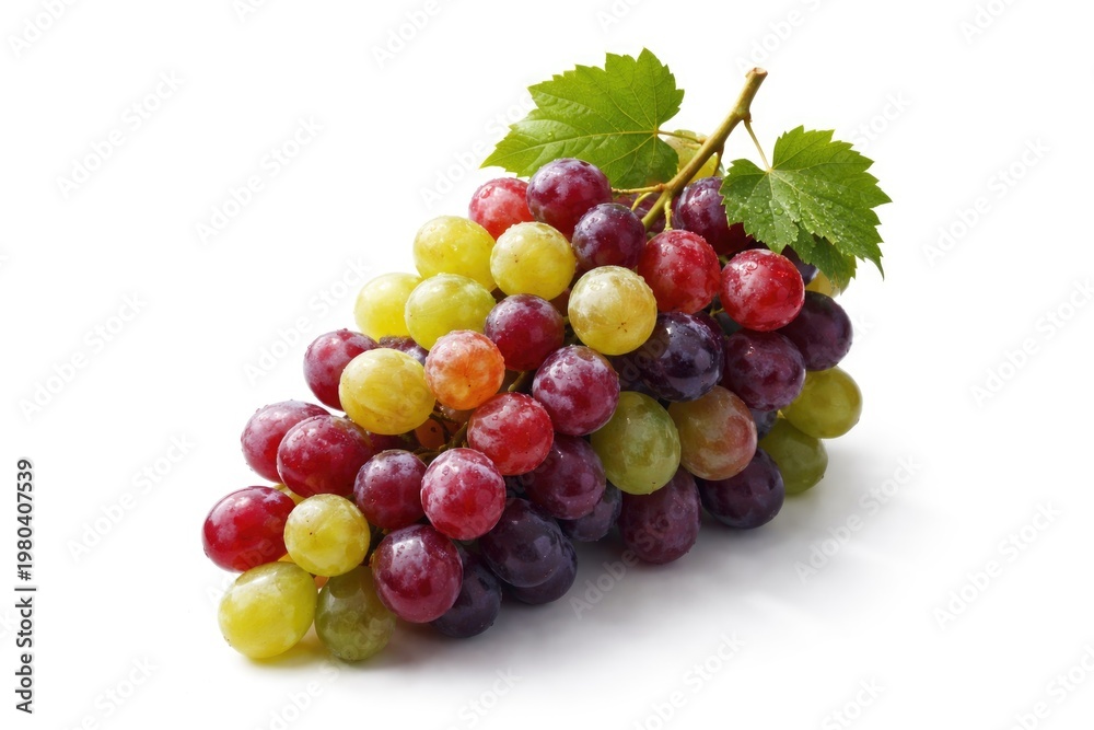 Fototapeta premium Fresh ripe table grapes cluster isolated on white background
