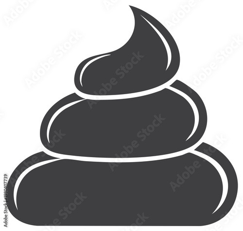 Stylized Pile of Dark Poop Icon Minimalist Graphic