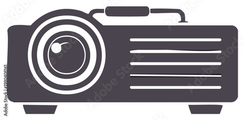 Simple graphic illustration of a digital video projector for media presentations and home theater entertainment