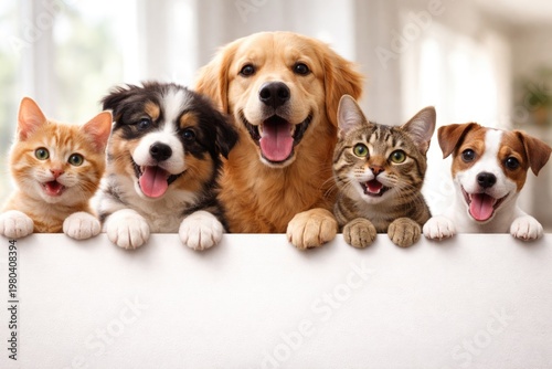 Playful pets including cats...