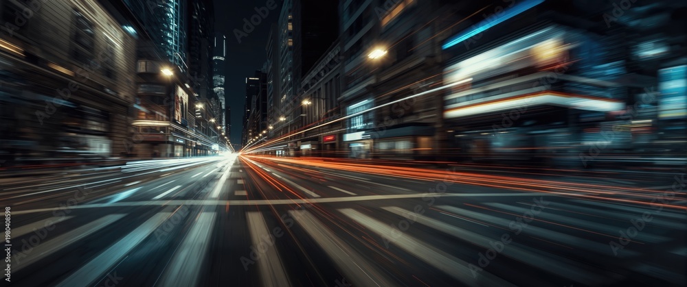 Fototapeta premium Energetic city street with motion blur in background
