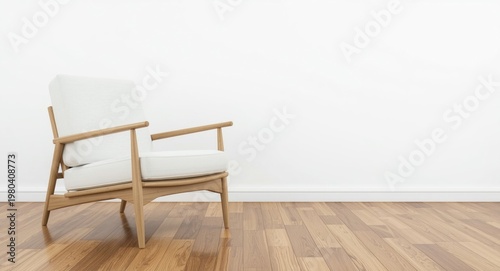 White club chair with woode...