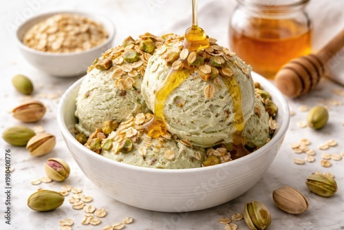 Creamy pistachio ice cream ...