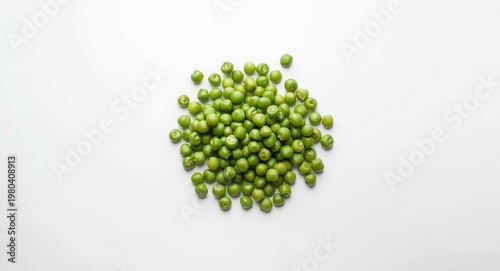 Top view of fresh peas on smooth white background