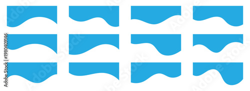 Modern blue divider wavy shapes with a tech-focused aesthetic for software and startup websites. Vector separators for innovative digital interfaces. Divider icons vector illustration. 