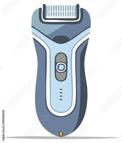Stylized Illustration of a Blue Electric Shaver Depicts Personal Grooming Device