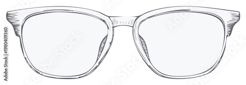 Isolated Fashionable Eyeglasses: Hand-drawn Eyewear Accessory for Eye Health