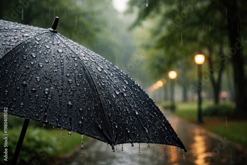 Close up view of a wet umbr...