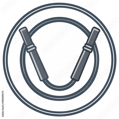 Stylized jumping rope icon with handles inside a circular frame