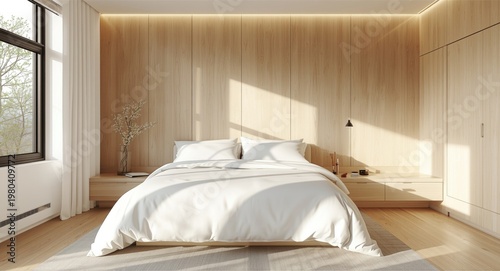 Modern king bed with bright...