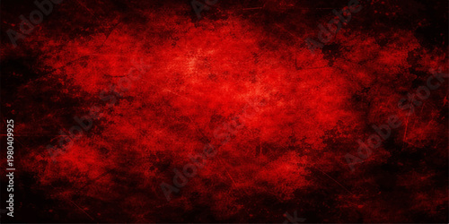 A dark grunge red background featuring textured paint and black smoke patterns that create a hot inferno flame design with orange light for an art wallpaper backdrop