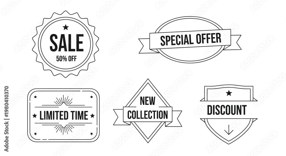 Obraz premium Graphic design elements sale badges special offers and limited time promotions