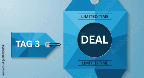 Geometric blue deal tag with copy space for marketing and sales promotions