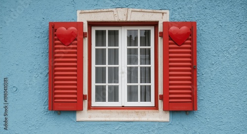 Retro style window with hea...