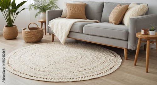 white round crocheted rug b...