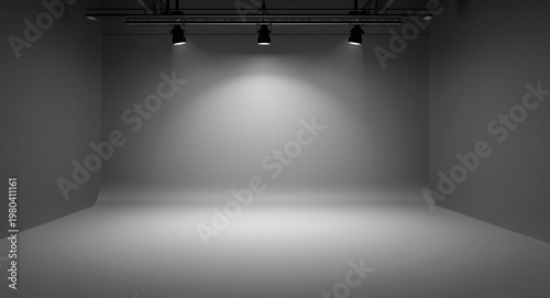 Empty studio floor in gray ...