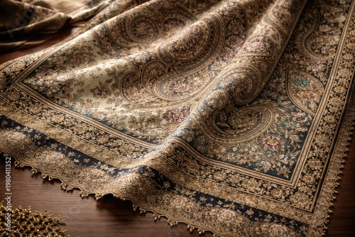 Intricate paisley textile d...