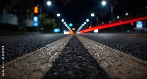 Night urban roadway close-u...