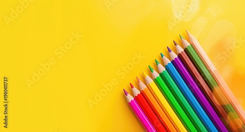 Various bright pencils on a...