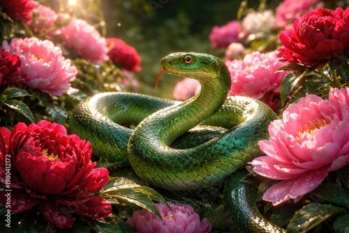 Graceful emerald snake loun...