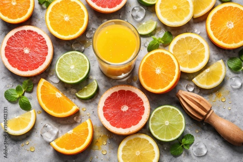 Flat lay of vibrant citrus ...