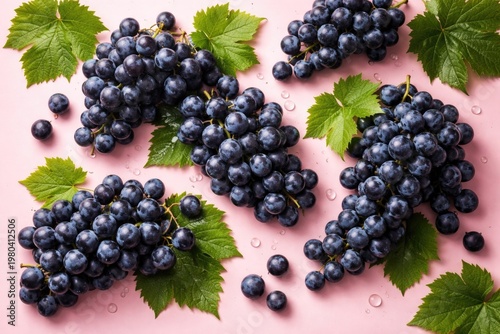 Ripe Dark Blue Grapes with ...
