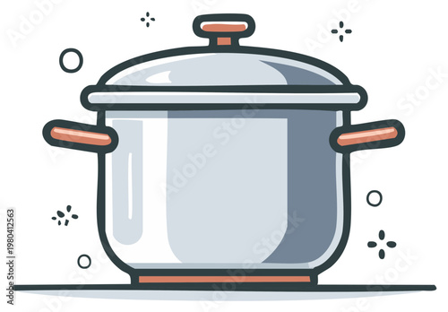 Cartoon style cooking pot with lid kitchen utensil cooking equipment for food preparation