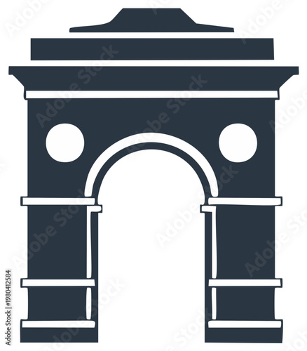 Silhouette illustration of a landmark arch, vector design element.