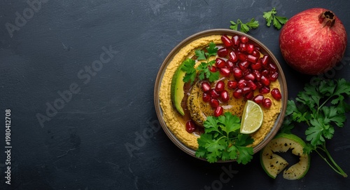 Overhead view of vegan humm...